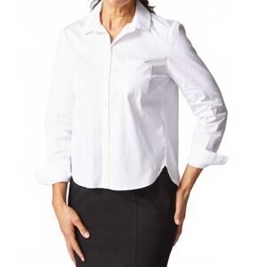 NEW HABITAT perfect travel shaped hem shirt in white